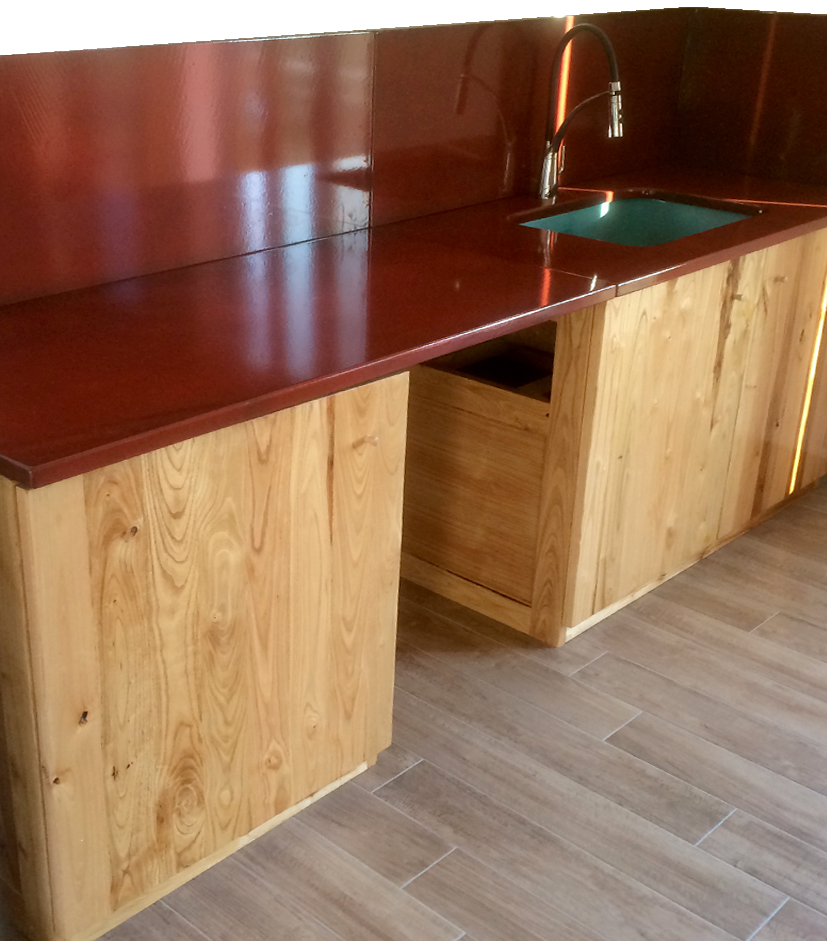 Legno massello e pietra lavica smaltata - madeinlava